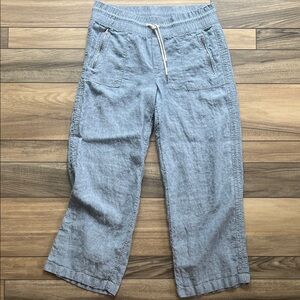 Athleta Chambray Blue Linen Drawstring Pants